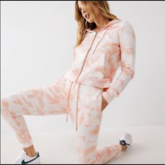 True Religion Peach Tie Dye Cotton Zip Up Sweatshirt S - Picture 2 of 13